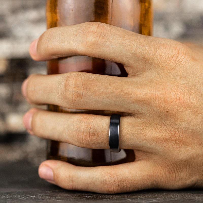 6.5mm Black Titanium Satin Finish Wedding Band (9039386345702) (10800541139137)