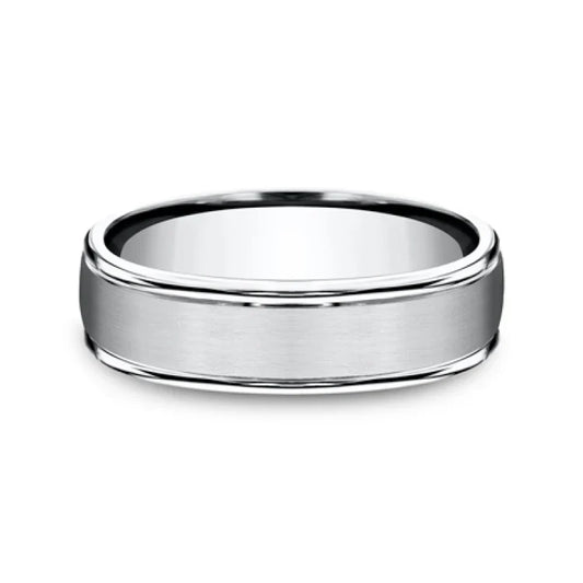 6mm Grey Cobalt Satin Finish Round Edge Wedding Band (9039386542310) (10800540975297)