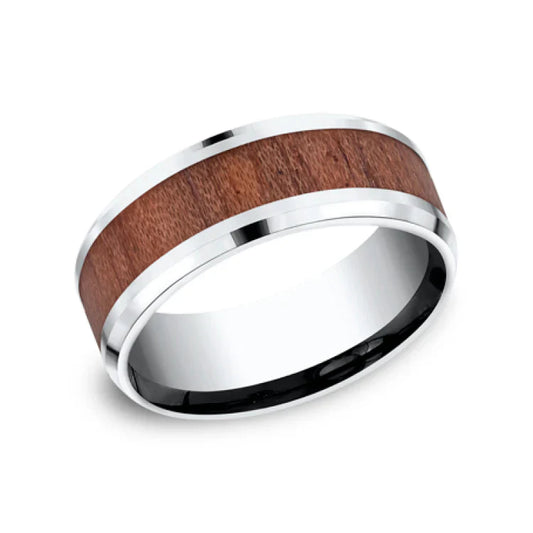 8mm Grey Cobalt Wood Inlay Wedding Band (9039385854182) (10800541532353)