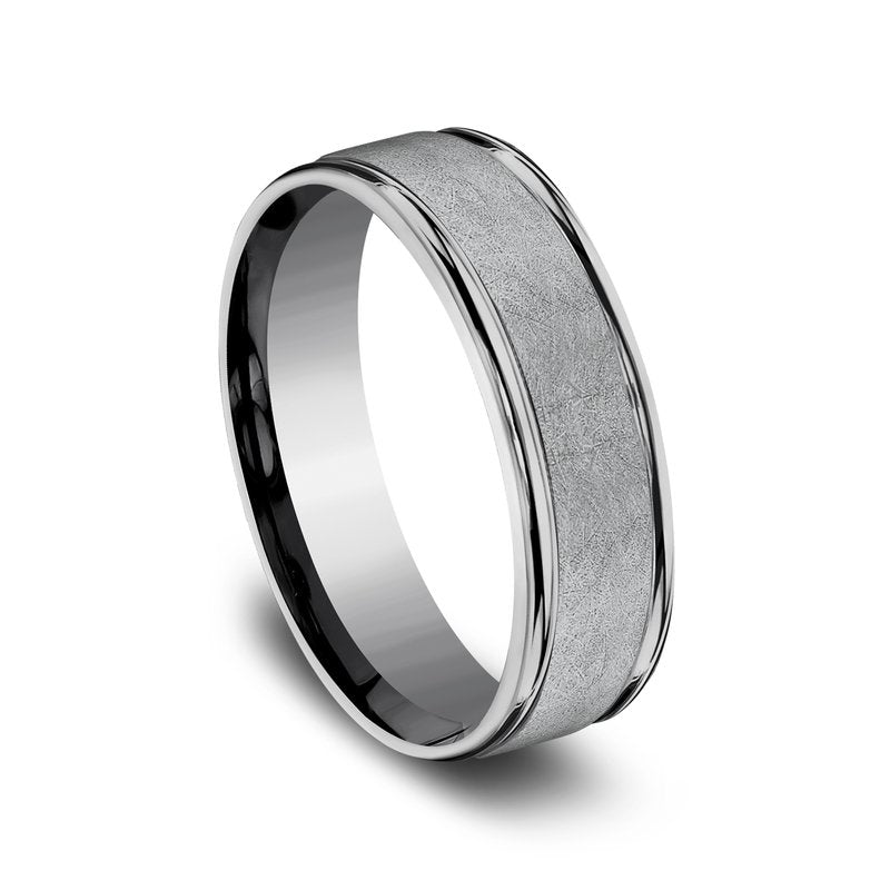 6.5mm Grey Tantalum Swirl Finish Round Edge Wedding Band (9039387492582) (10800540025025)