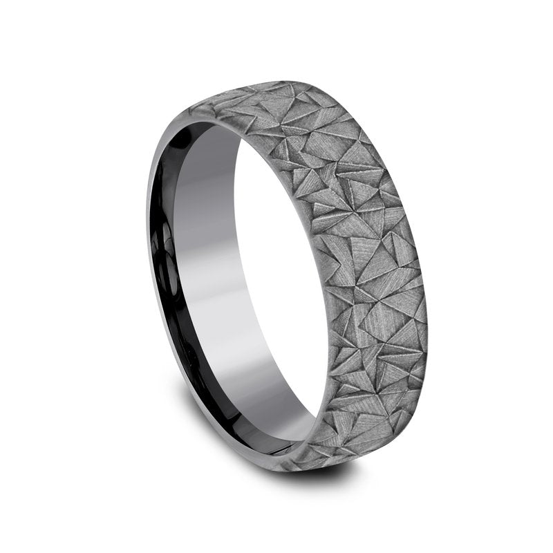 6.5mm Grey Tantalum Kaleidoscope Texture Wedding Band (9039387328742) (10800540188865)