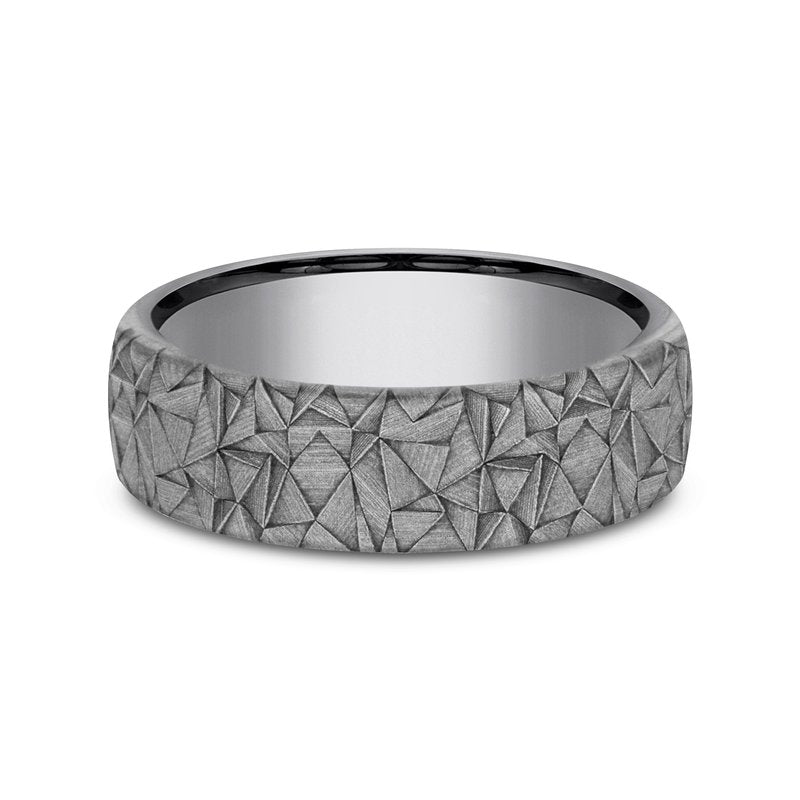 6.5mm Grey Tantalum Kaleidoscope Texture Wedding Band (9039387328742) (10800540188865)