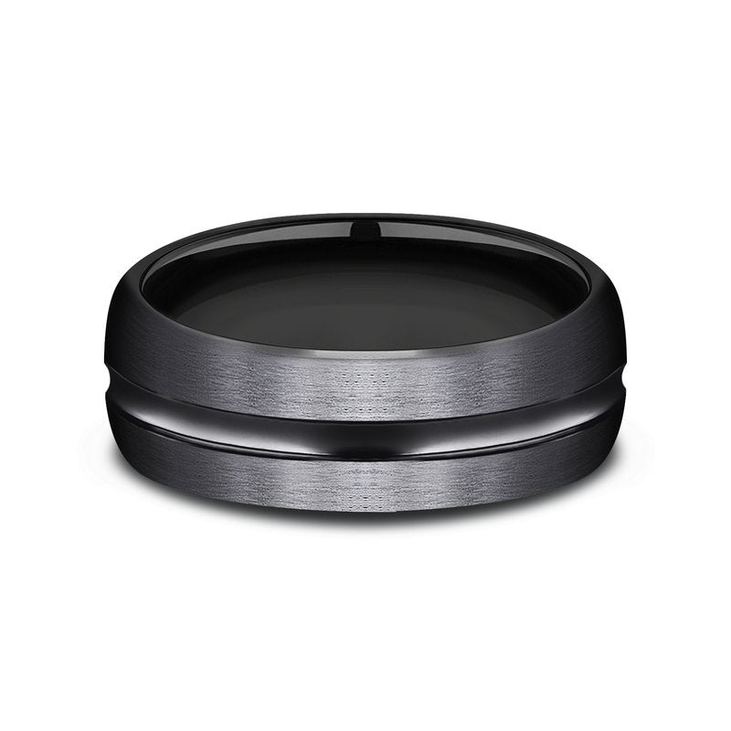 7.5mm Black Titanium Satin Finish Center Groove Wedding Band (9039386411238) (10800541106369)