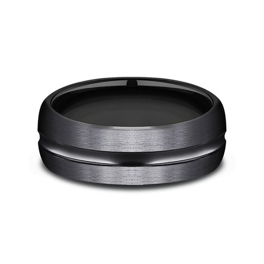 7.5mm Black Titanium Satin Finish Center Groove Wedding Band (9039386411238) (10800541106369)