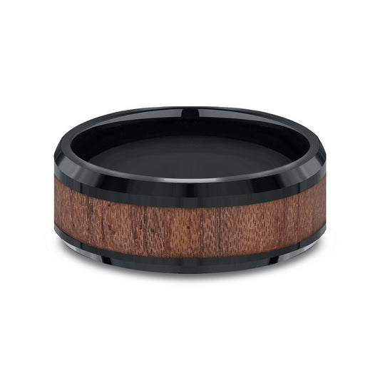 8mm Black Cobalt Wood Inlay Wedding Band (9039385821414) (10800541565121)