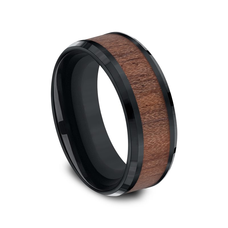 8mm Black Cobalt Wood Inlay Wedding Band (9039385821414) (10800541565121)