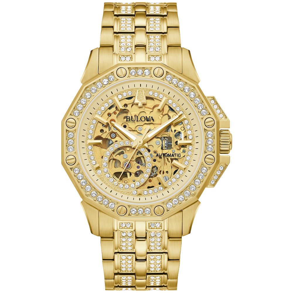 Bulova Gold-Tone Stainless Steel  Dress/Classic Crystal Octava Mens Watch (042429589315) 98A292