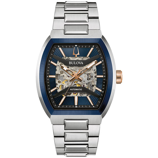 Bulova Silver-Tone Stainless Steel Performance Maquina Skeleton Automatic Mens Watch (042429603646) 98A319