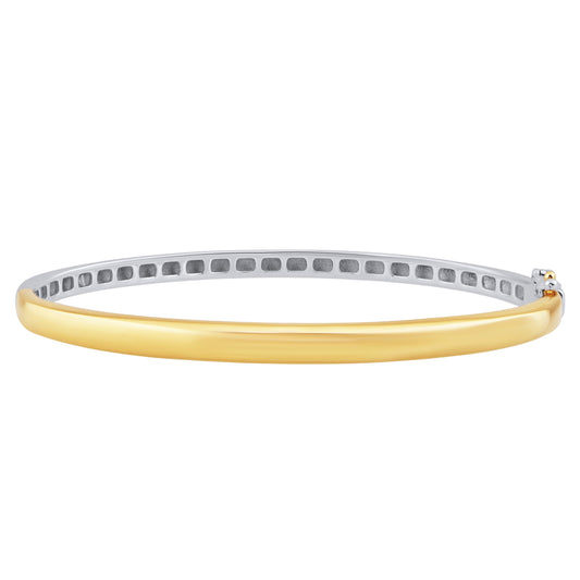 NAVI-STERLING SILVER AND 14KT YELLOW GOLD PLATED OVAL HINGED BANGLE 7"