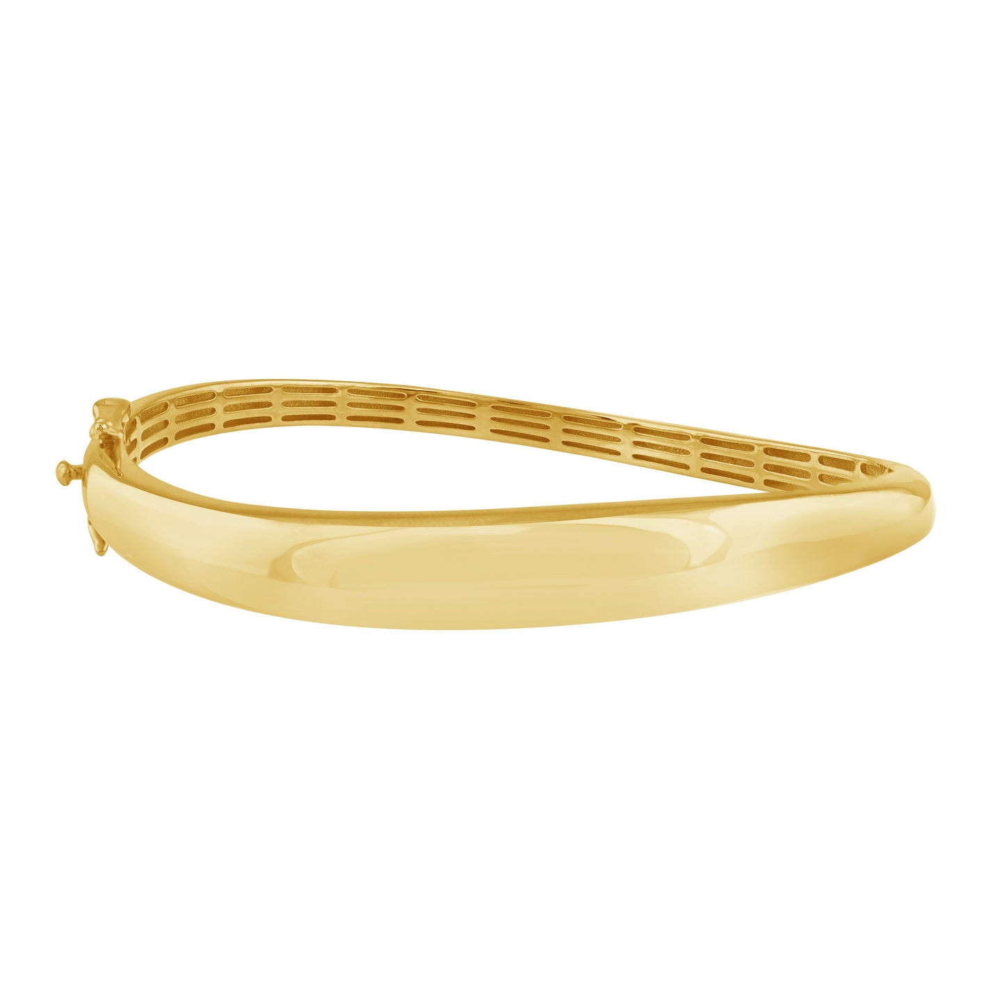 NAVI-STERLING SILVER AND 14KT YELLOW GOLD PLATED WIDE WAVE HINGED BANGLE 7"