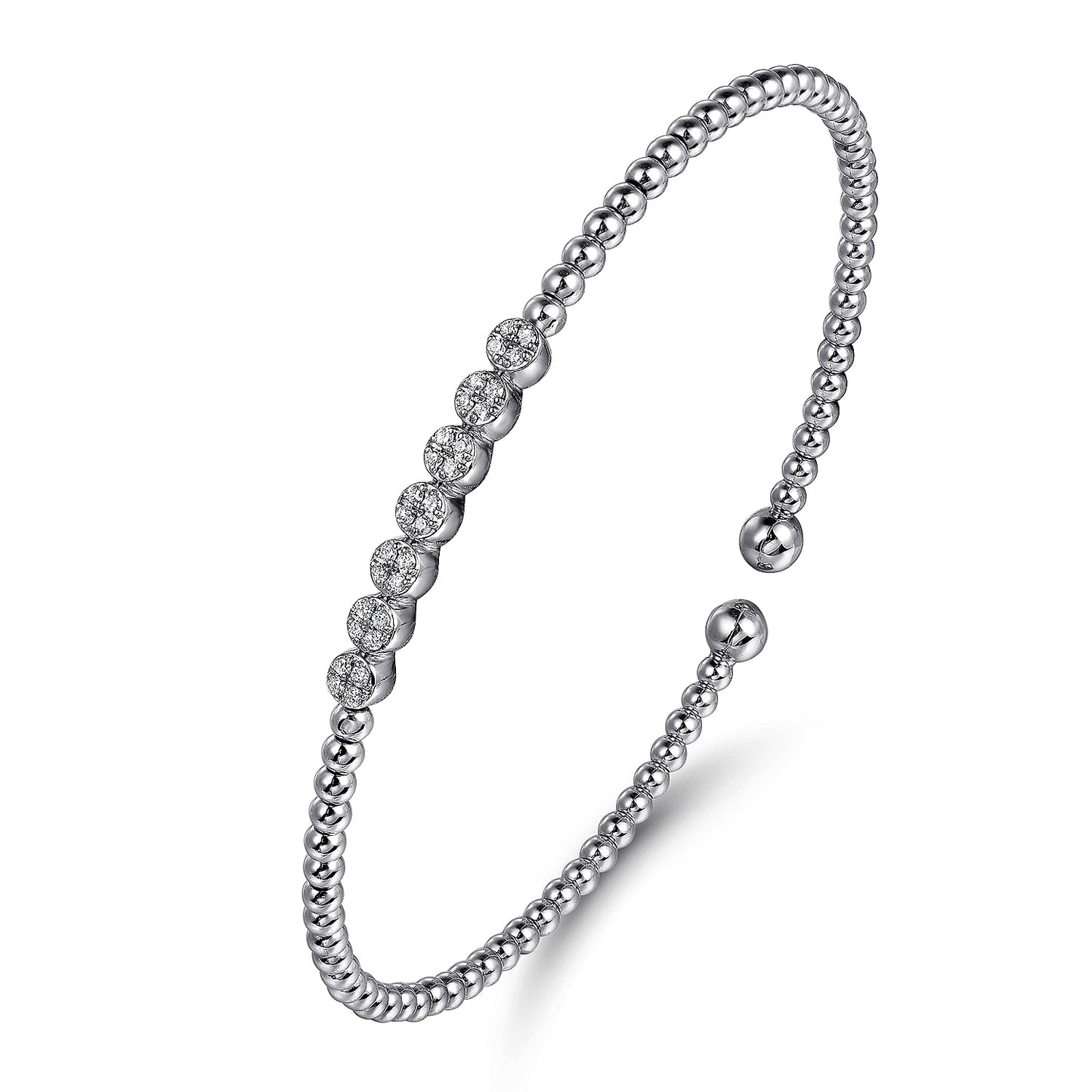 GABRIEL & CO. 14K White Gold Diamond Bangle (8931376300262)