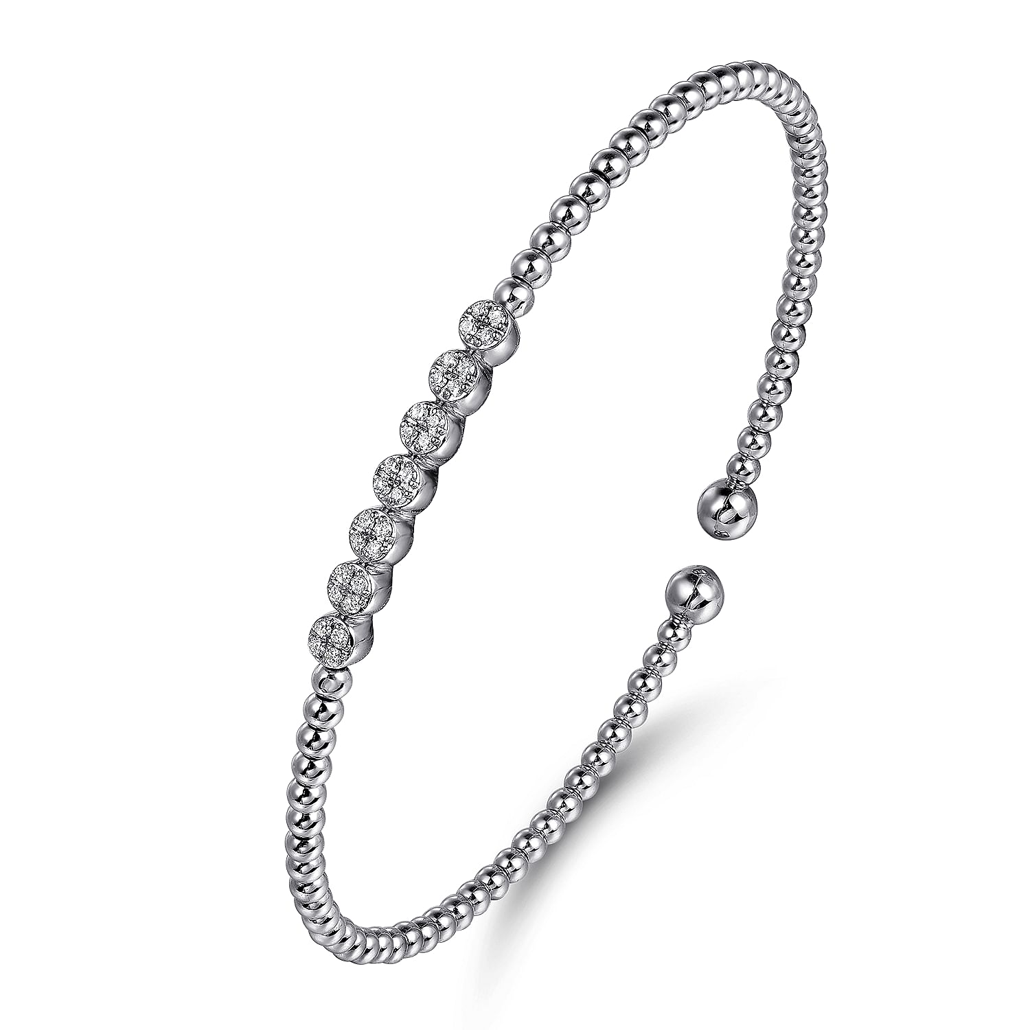 GABRIEL & CO. 14K White Gold Diamond Bangle (8931376300262)