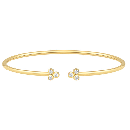 NAVI-STERLING SILVER AND 14KT YELLOW GOLD PLATED LAB GROWN DIAMOND BEZEL SET CUFF BRACELET 6RD LAB GROWN DIAMONDS APPROX. 1/5CTW GH/SI 6.50"