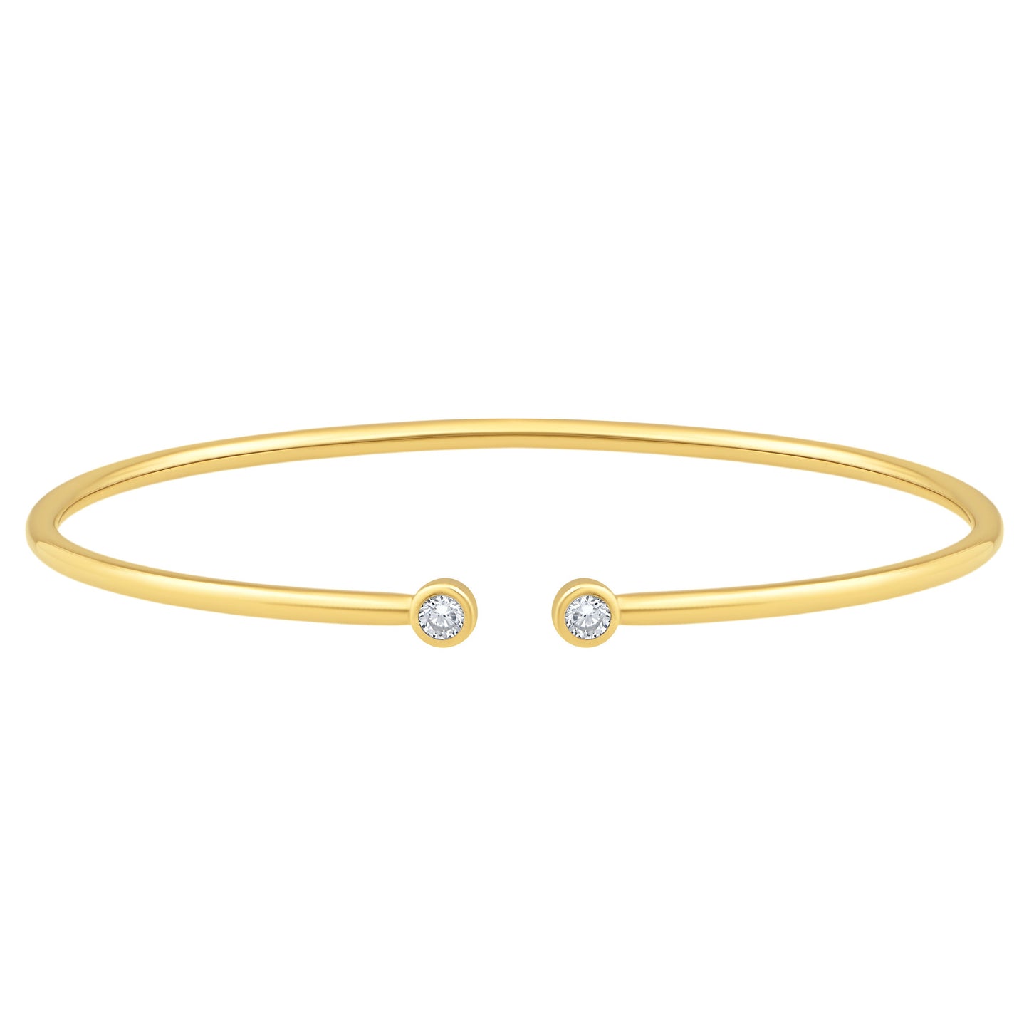 NAVI-STERLING SILVER AND 14KT YELLOW GOLD PLATED LAB GROWN DIAMOND BEZEL SET CUFF BRACELET 2RD LAB GROWN DIAMONDS APPROX. 1/6CTW GH/SI 6.50"