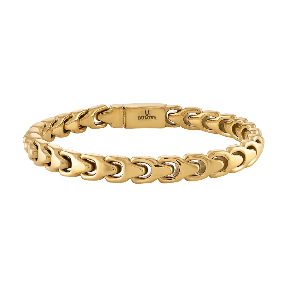 Yellow Steel Bulova Link™ Collection  Mens Bracelet (042429595361) BVB1082-GSTNA8