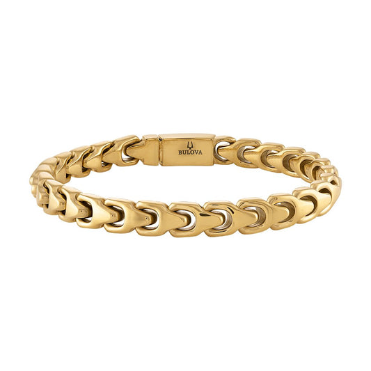 Yellow Steel Bulova Link™ Collection  Mens Bracelet (042429595361) BVB1082-GSTNA8