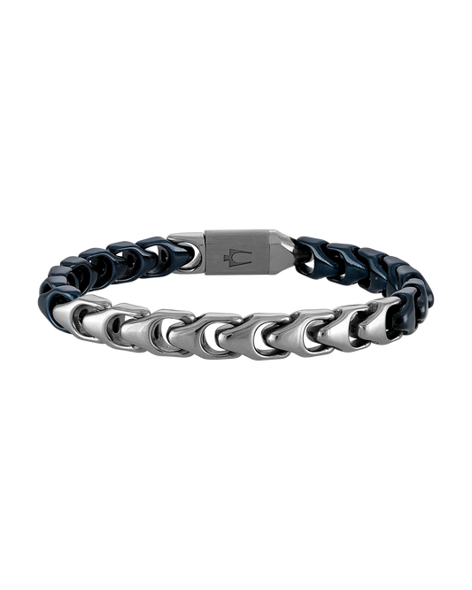 Navy Stainless Steel Bulova Link™ Collection  Mens Bracelet