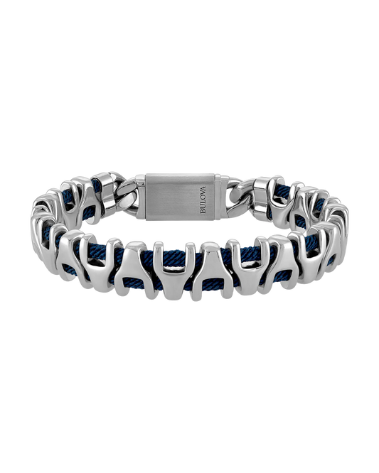 White Stainless Steel Bulova Link™ Collection  Mens Bracelet