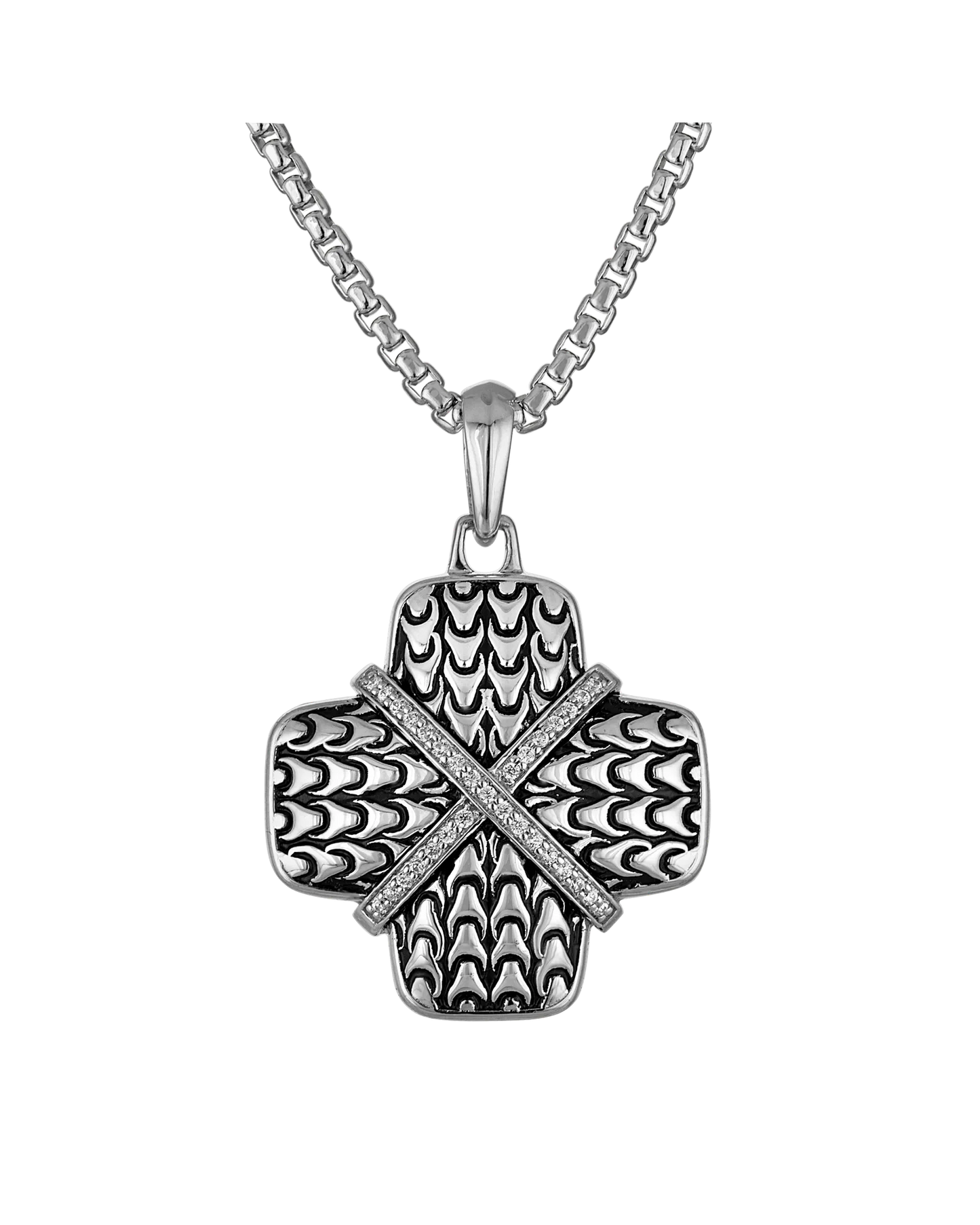 White sterling silver Bulova Link™ Collection  Mens Pendant
