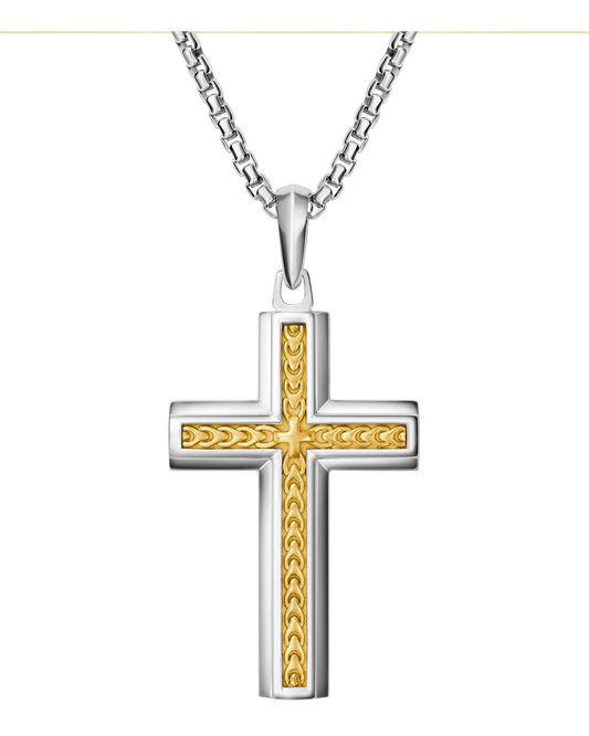 Two-tone Sterling Silver 925 & 14K yellow gold plated Bulova Link™ Collection  Mens Pendant