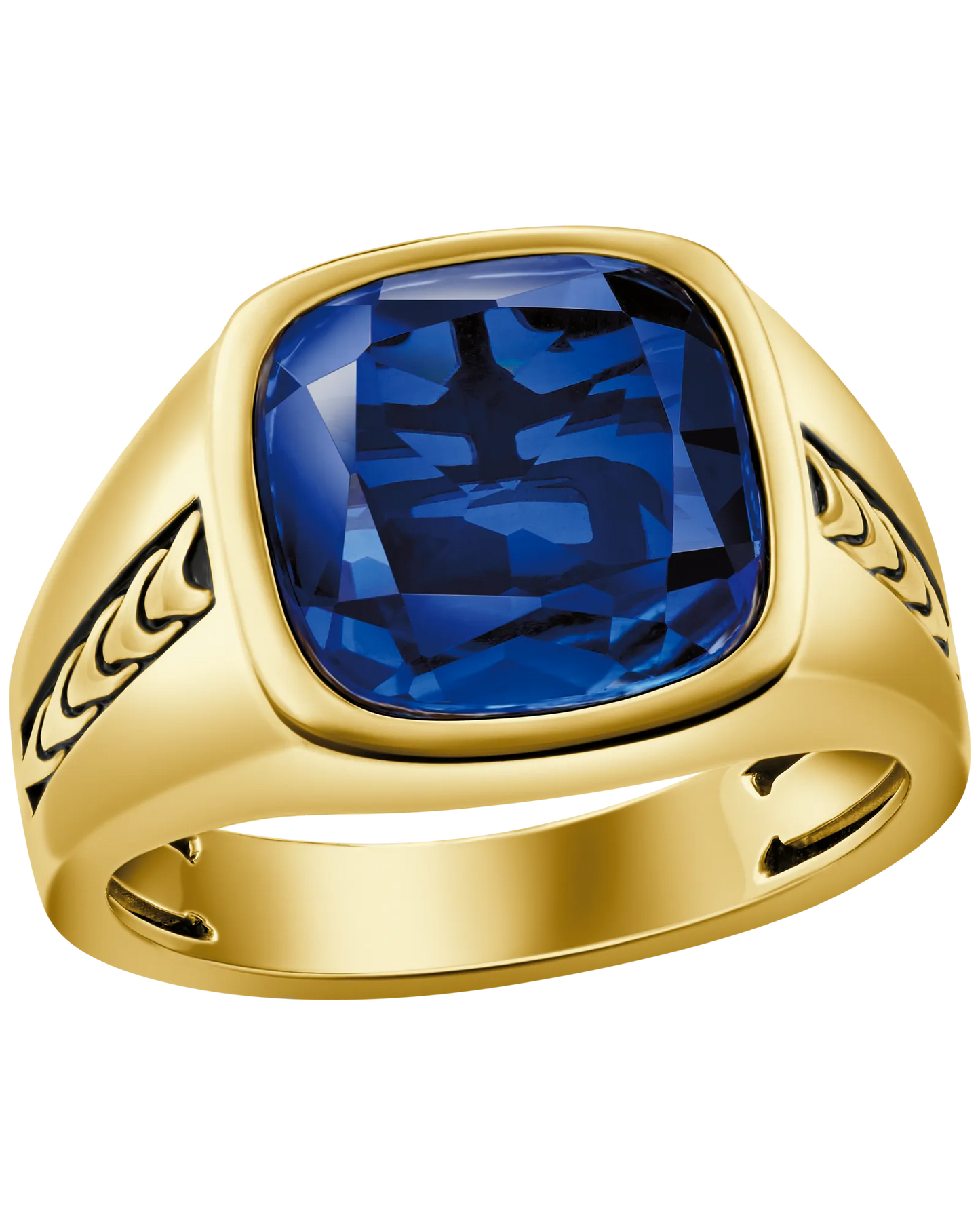 Yellow 14K Yellow Gold Plated Sterling Silver Bulova Link™ Collection  Mens Ring