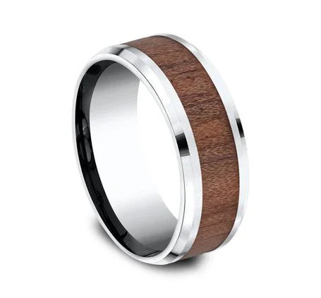 8mm Grey Cobalt Wood Inlay Wedding Band (9039385854182) (10800541532353)
