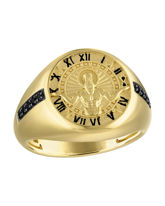 Yellow 14K Yellow Gold Plated Sterling Silver Chronos Collection Mens Ring