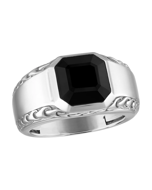 White Sterling Silver 925 Icon Collection Mens Ring