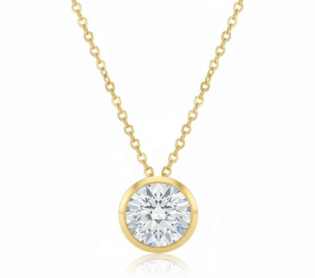 Round Cut Bezel Diamond Pendant Approx. 2.00Ct