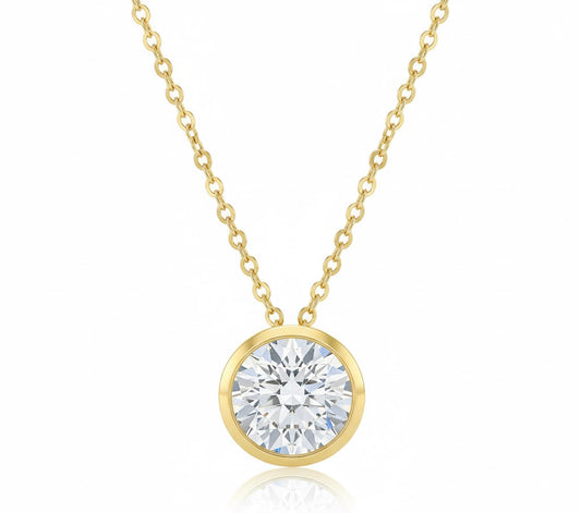 Round Cut Bezel Diamond Pendant Approx. 2.00Ct