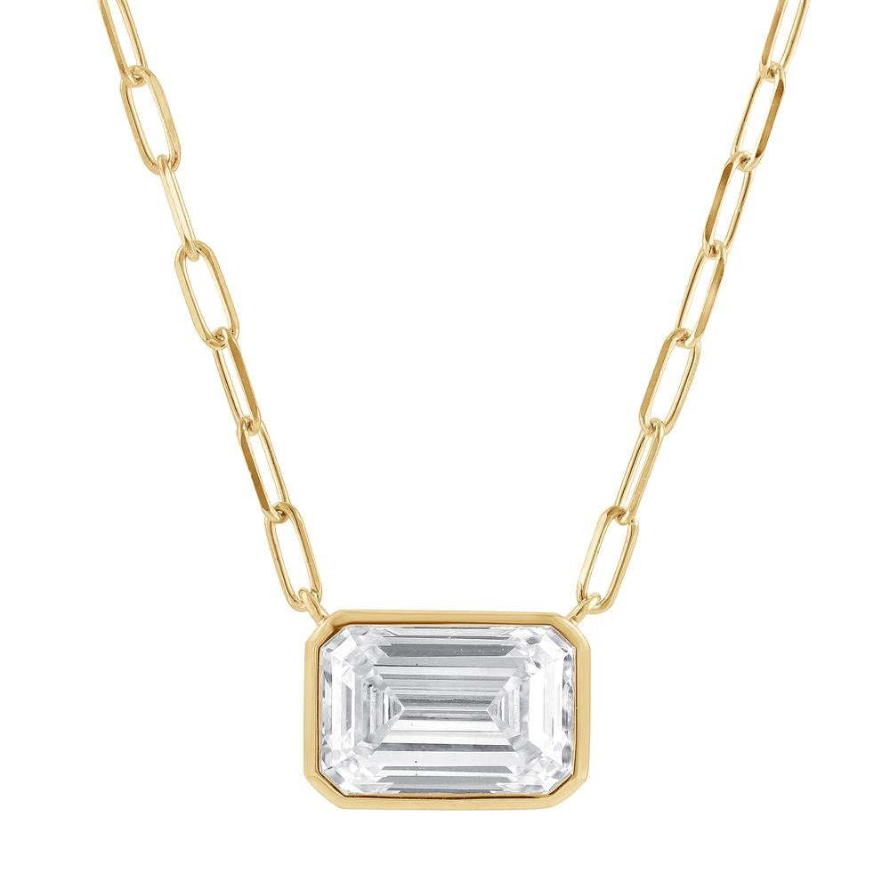 Emerald Cut Bezel Diamond Pendant Approx. 2.00Ct