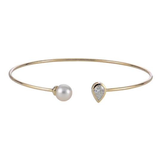 Akoya Pearl & Lab-Grown Diamond Open Cuff Bracelet