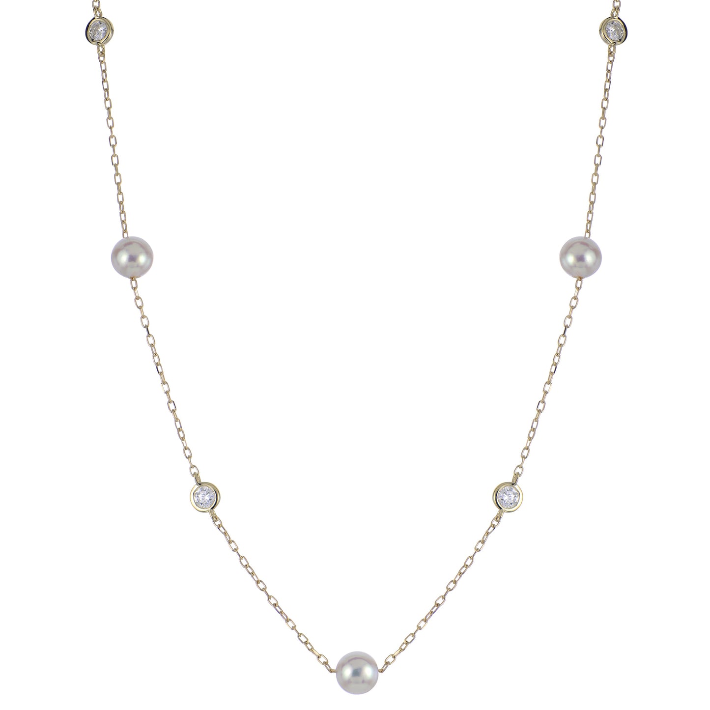 Akoya Pearl & Lab-Grown Diamond By-The-Yard Necklace
