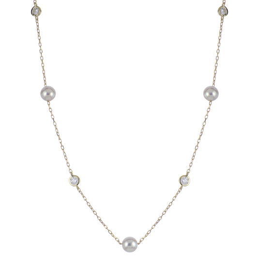 Akoya Pearl & Lab-Grown Diamond By-The-Yard Necklace
