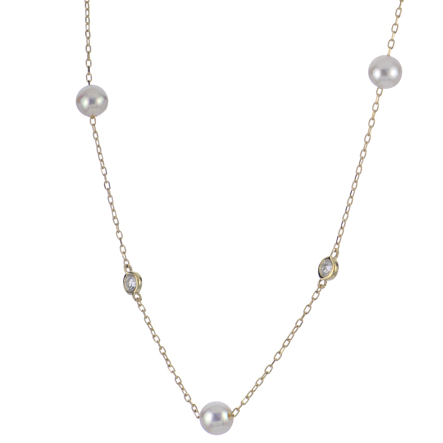 Akoya Pearl & Lab-Grown Diamond By-The-Yard Necklace