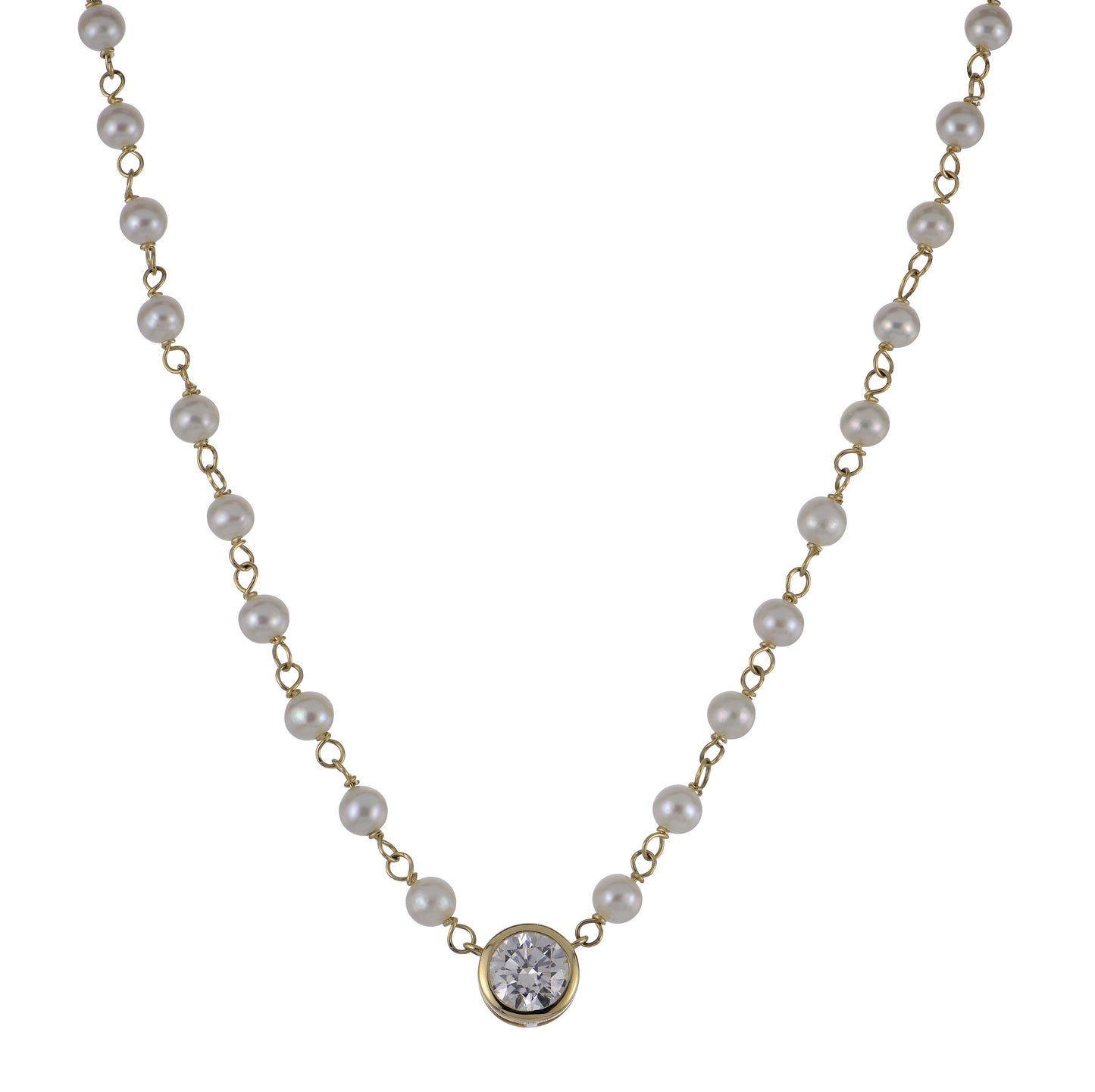 Freshwater Pearl & Lab-Grown Diamond Necklace