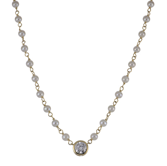 Freshwater Pearl & Lab-Grown Diamond Necklace