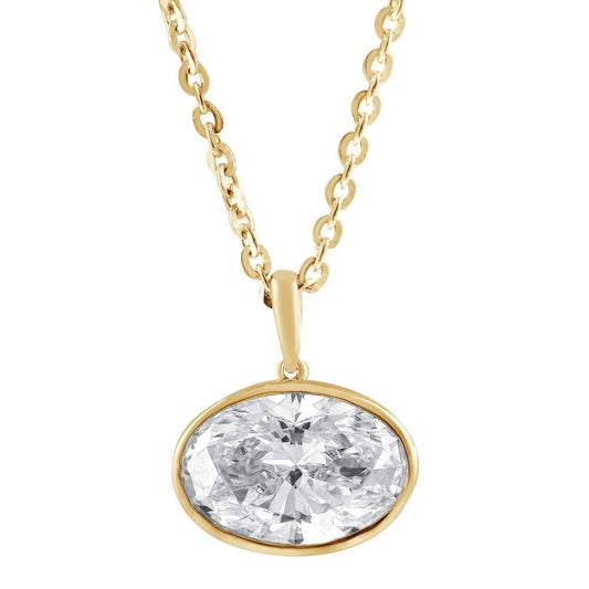 Oval Cut Bezel Diamond Pendant Approx. 2.00Ct