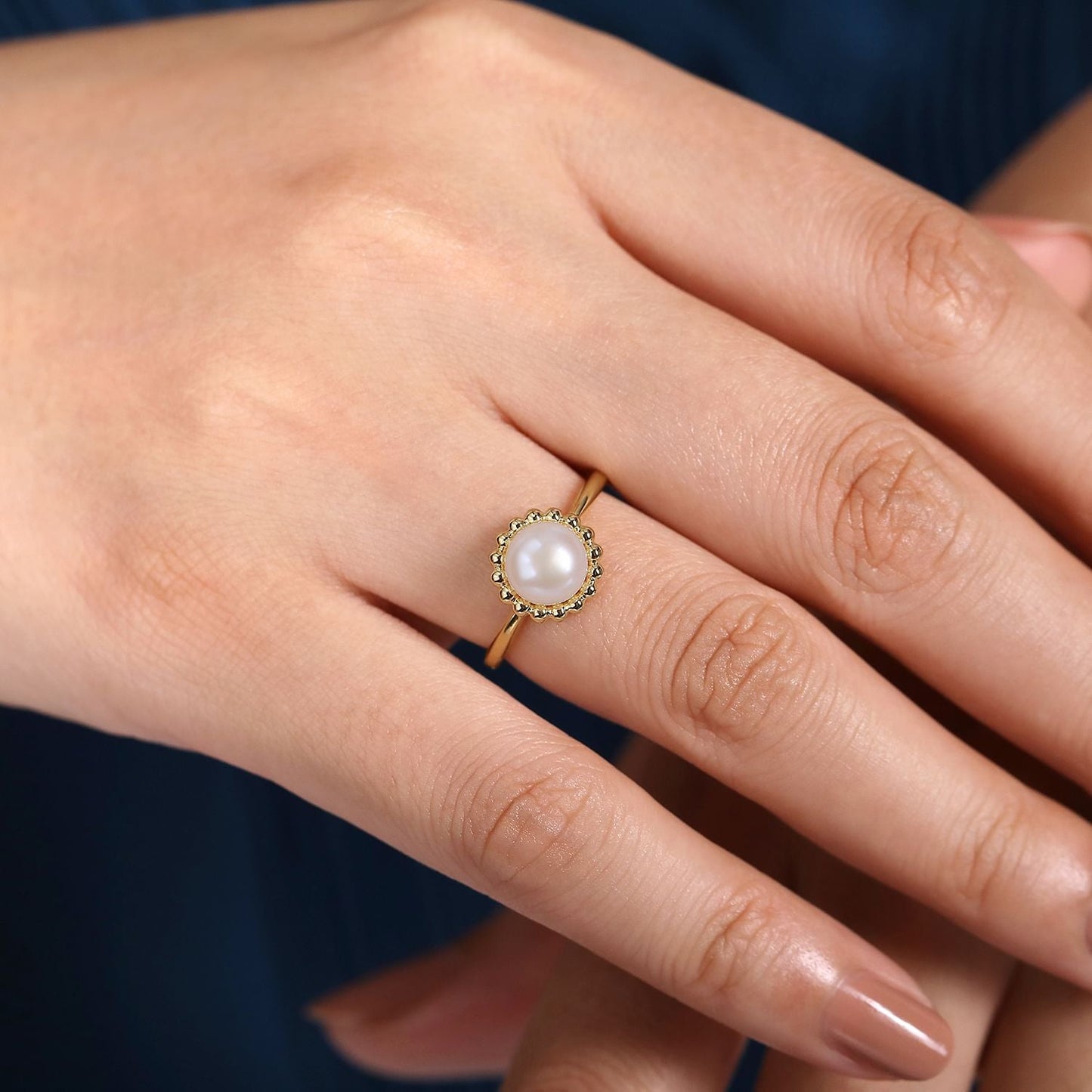 Gabriel & Co. 14K Yellow Gold 7.5mm Pearl Ring (8931380658406)