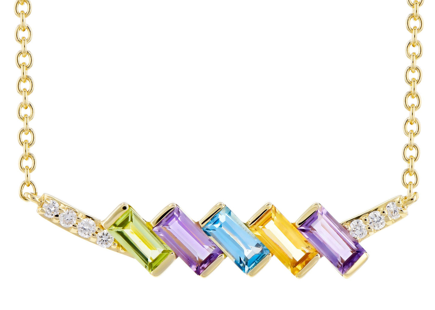 Mixed Gemstone And Diamond Bar Necklace (8055264903398) (10220897992897)