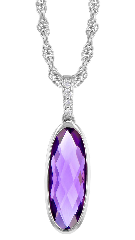 Purple Amethyst And Diamond Pendant (8055265001702) (10220897534145)