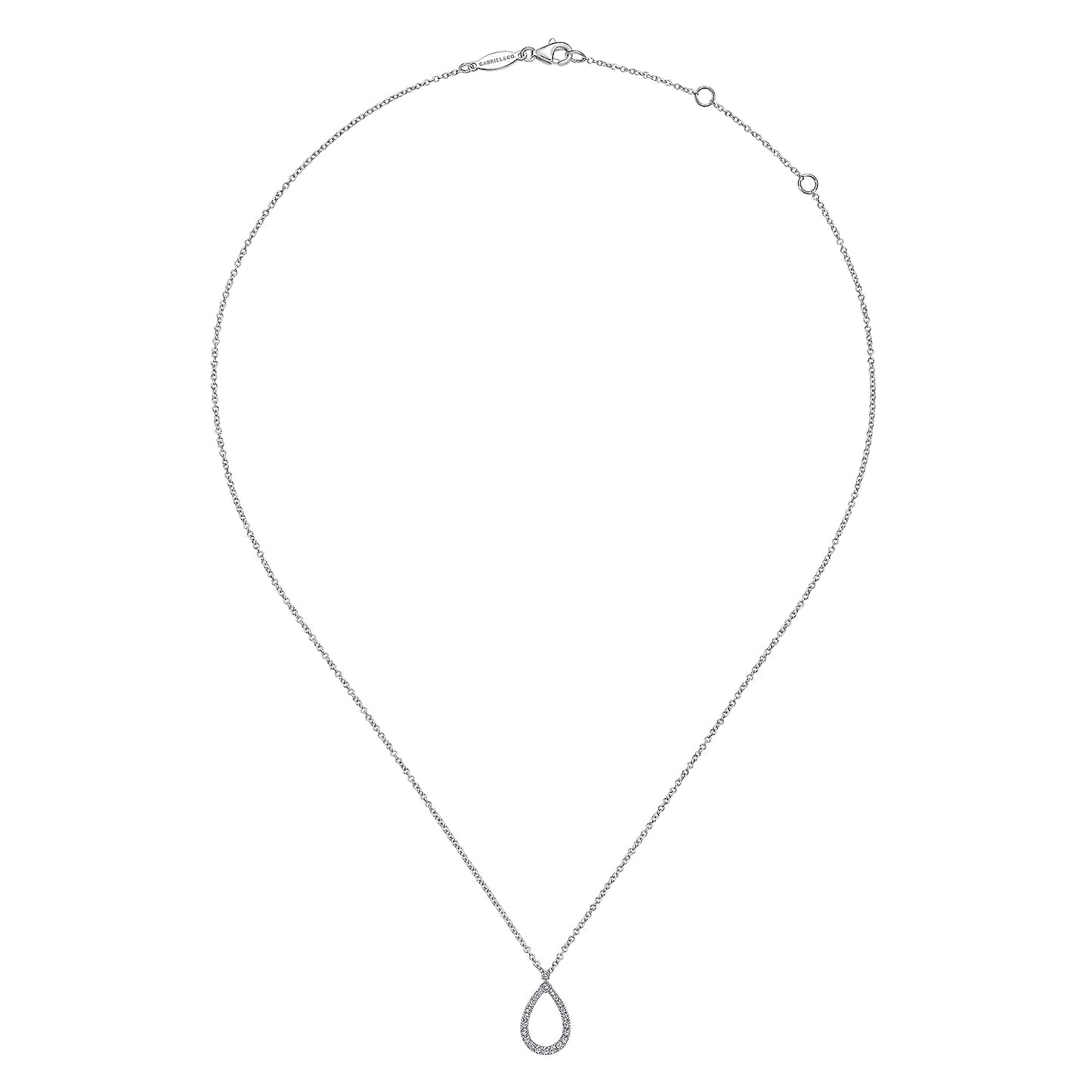 Gabriel & Co. 14K White Gold Teardrop Diamond Pendant Necklace (8931382427878)