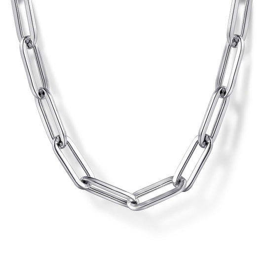 Gabriel & Co. Sterling Silver Solid Paper Clip Chain Necklace (8931384918246)