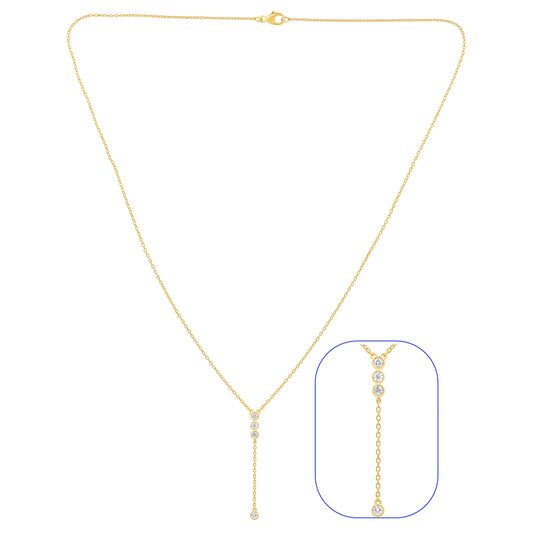 NAVI-STERLING SILVER AND 14KT YELLOW GOLD PLATED MIRACLE BEZEL SET LARIET DIAMOND NECKLACE WITH 4RD LAB GROWN DIAMONDS APPROX. 1/5CTW GH/SI 18"