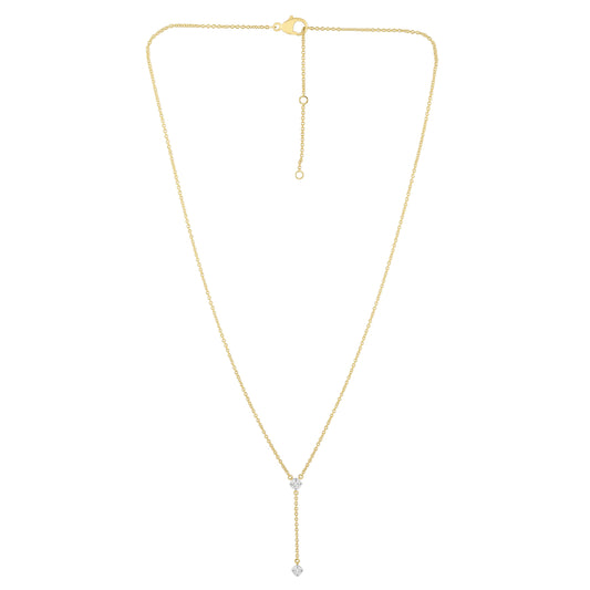 NAVI-STERLING SILVER AND 14KT YELLOW GOLD PLATED LARIET NECKLACE WITH 2RD LAB GROWN DIAMONDS APPROX 1/5CTW GH/SI 18"