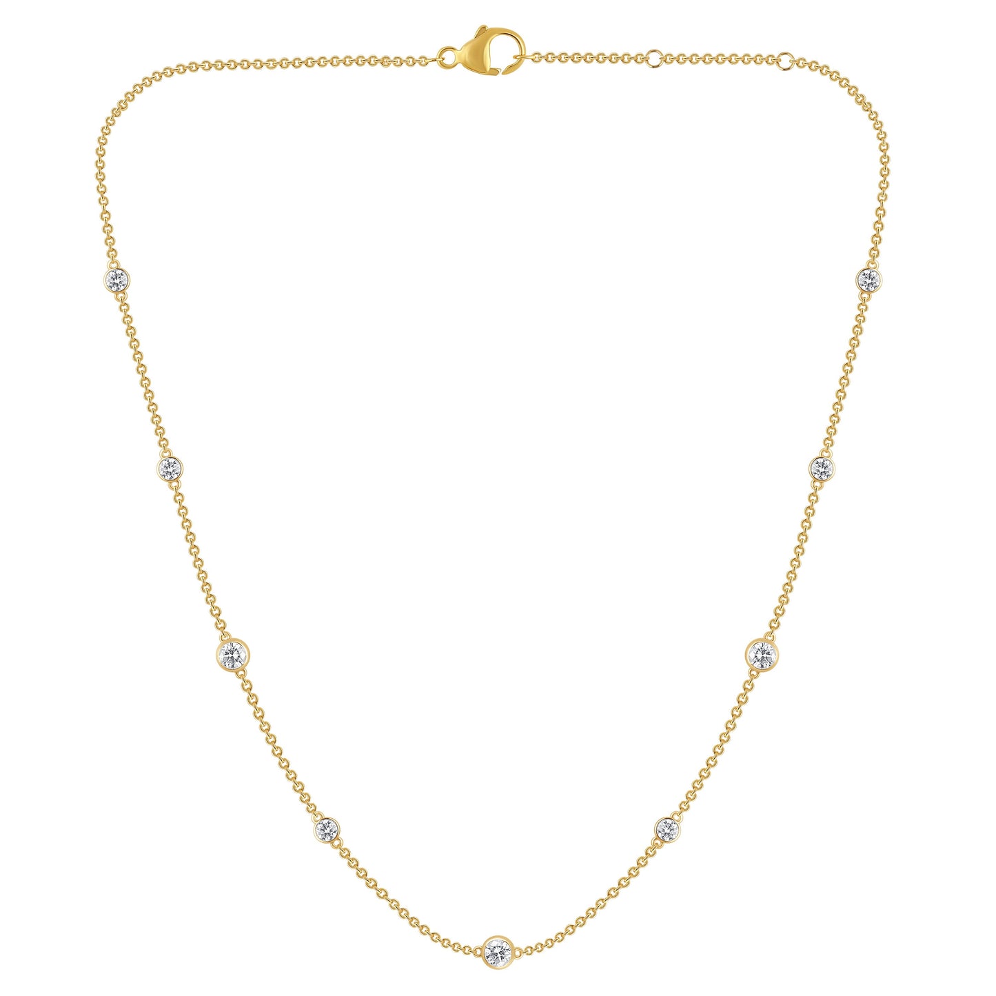 NAVI-STERLING SILVER AND 14KT YELLOW GOLD PLATED LAB GROWN DIAMOND BY THE YARD 18" NECKLACE WITH 9RD LAB GROWN DIAMONDS APPROX. 1.1/4CTW GH/SI