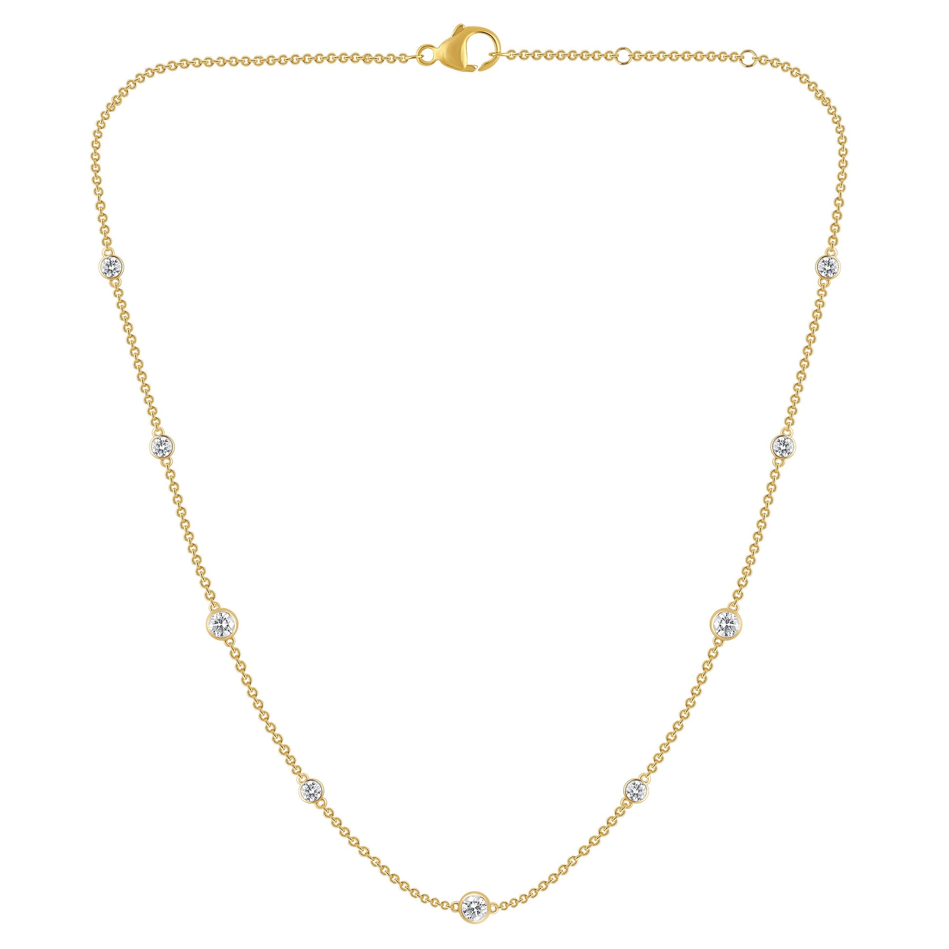 NAVI-STERLING SILVER AND 14KT YELLOW GOLD PLATED LAB GROWN DIAMOND BY THE YARD 18" NECKLACE WITH 9RD LAB GROWN DIAMONDS APPROX. 1.1/4CTW GH/SI
