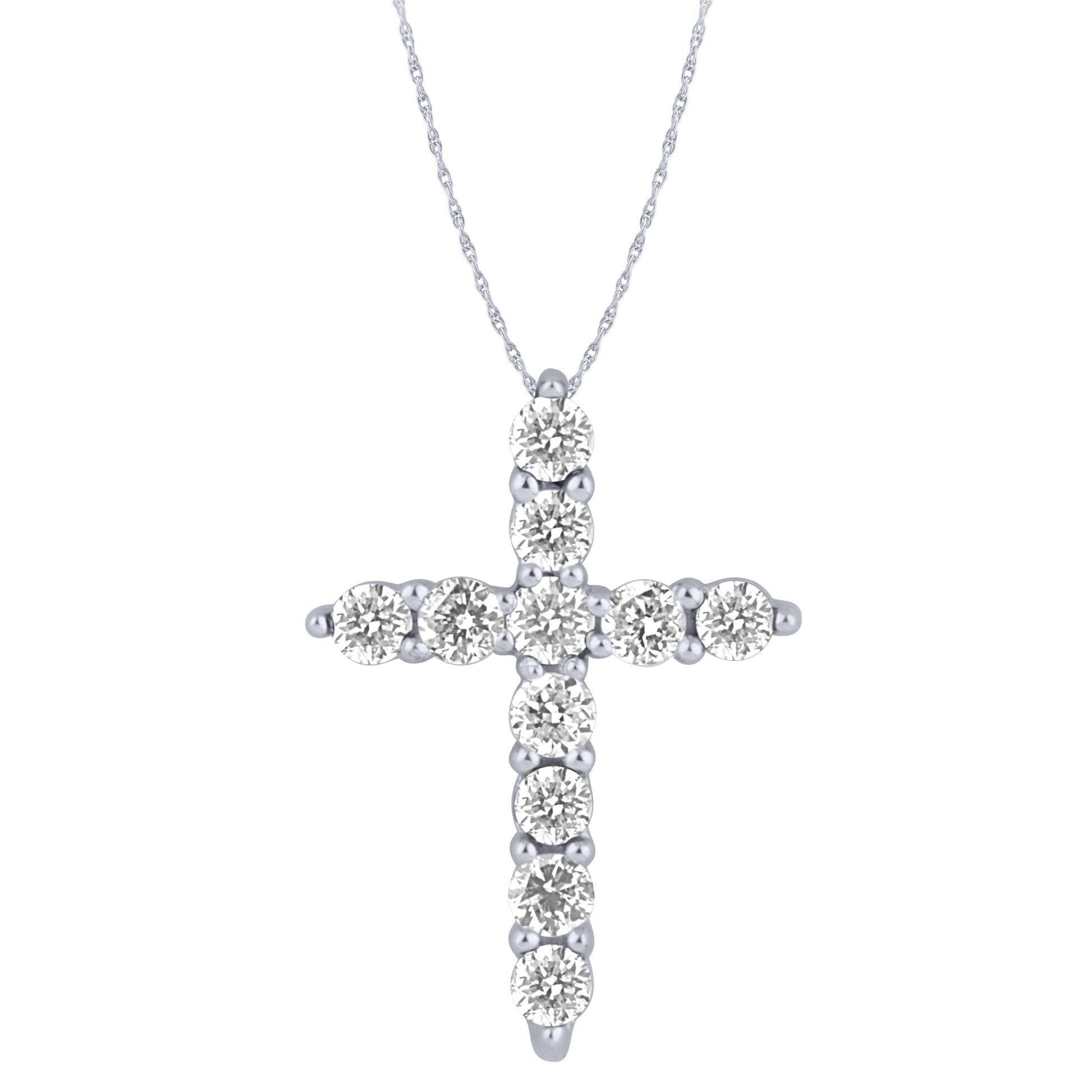 Sterling Silver 1/4Ctw Dia Cross Pendant (6738326683803) (10220946686145)