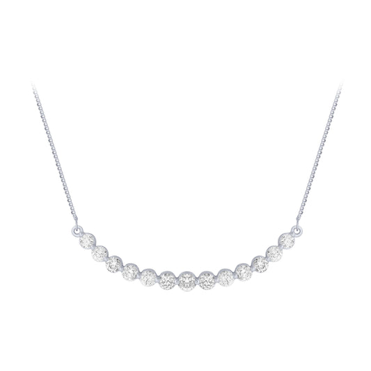 NAVI-STERLING SILVER LAB GROWN CURVED DIAMOND BAR NECKLACE WITH 13RD LAB GROWN DIAMONDS APPROX. 1CTW GH/SI 18"