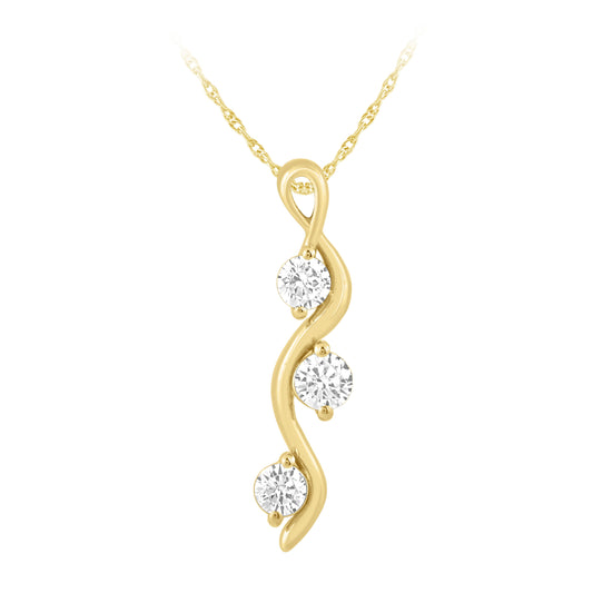 NAVI-STERLING SILVER AND 14KT YELLOW GOLD PLATED LAB GROWN DIAMOND PENDANT WITH 3RD LAB GROWN DIAMONDS APPROX. 1/4CTW GH/SI 18"